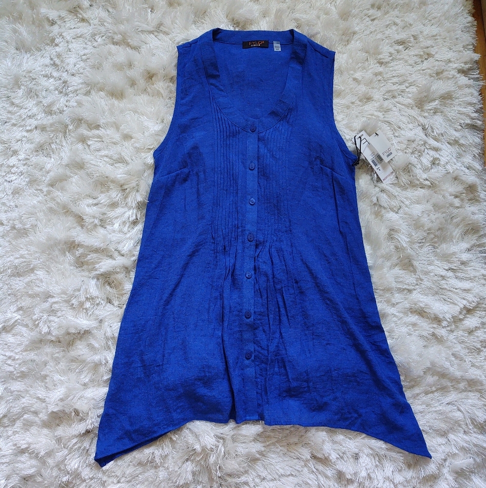 Fylo blue button up tank sz S